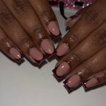 Brown French Tip Acrylic Nails That Scream Soft Glam