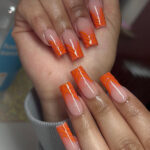 Cute and Spicy Orange French Tip Acrylic Nails You’ll Love
