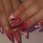 Obsessed! Red Almond Nails with Design You Need to Try ASAP