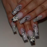 White and Silver Birthday Nails That Scream Luxury