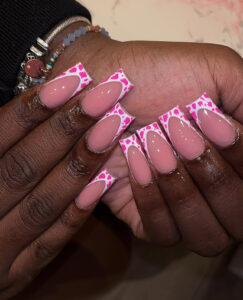 Read more about the article Save These Pink Cow Print French Tip Nails Before Your Next Appointment