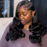 Side Part curly hairstyles for black Girls